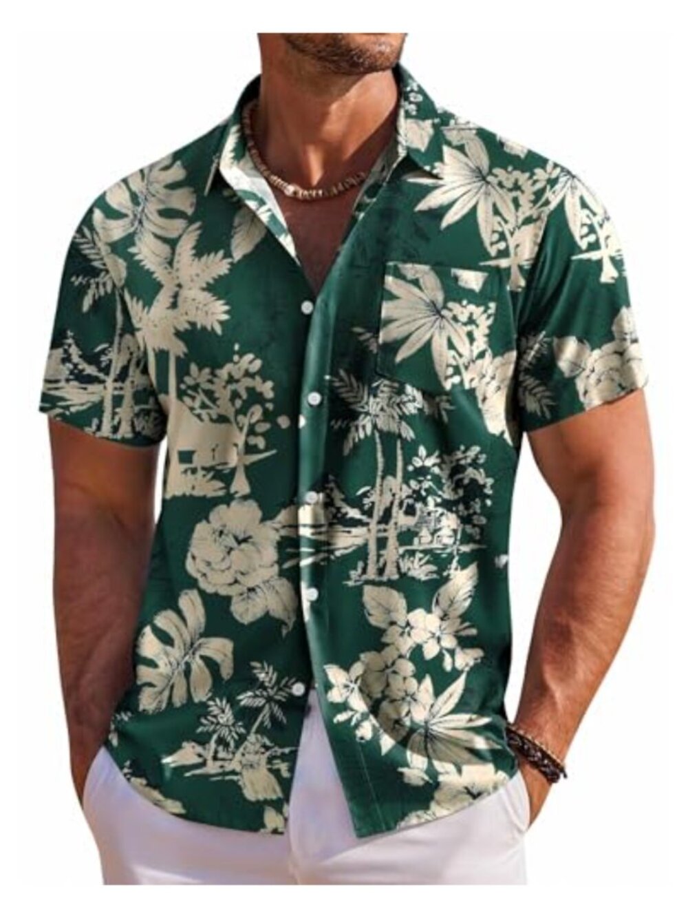 Men's Hawaiian Shirt Short Sleeve Floral Button Down Tropical Beach Shirt